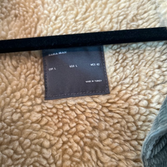 Zara Man Khaki Corduroy Sherpa Jacket Size Large Winter Or Fall Outerwear - Picture 4 of 12